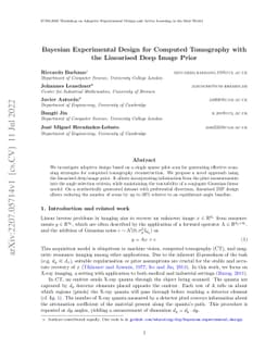Bayesian Experimental Design for Computed Tomography with the Linearised
  Deep Image Prior