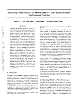 Estimating Test Performance for AI Medical Devices under Distribution
  Shift with Conformal Prediction