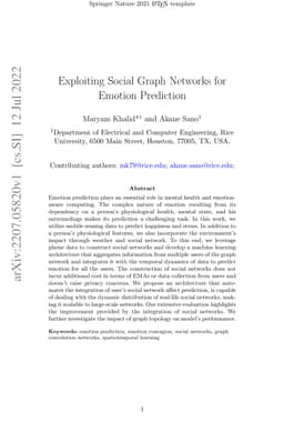 Exploiting Social Graph Networks for Emotion Prediction