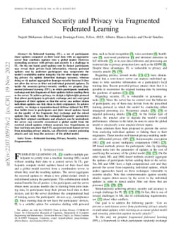 Enhanced Security and Privacy via Fragmented Federated Learning