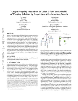 Graph Property Prediction on Open Graph Benchmark: A Winning Solution by
  Graph Neural Architecture Search