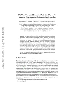 DSPNet: Towards Slimmable Pretrained Networks based on Discriminative
  Self-supervised Learning