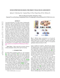 Semi-supervised Ranking for Object Image Blur Assessment