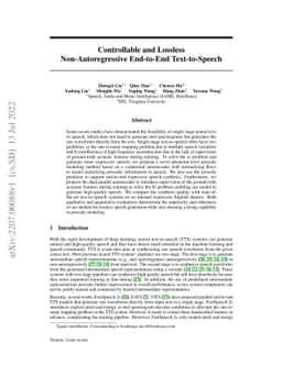 Controllable and Lossless Non-Autoregressive End-to-End Text-to-Speech