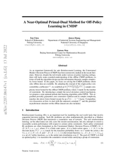 A Near-Optimal Primal-Dual Method for Off-Policy Learning in CMDP