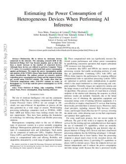 Estimating the Power Consumption of Heterogeneous Devices when
  performing AI Inference