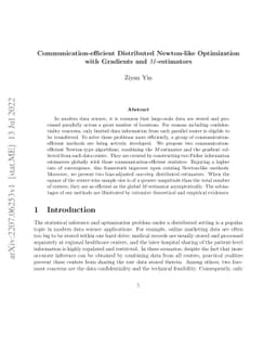 Communication-efficient Distributed Newton-like Optimization with
  Gradients and M-estimators