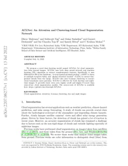 ACLNet: An Attention and Clustering-based Cloud Segmentation Network