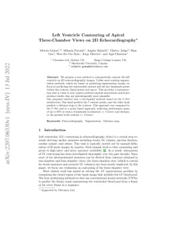 Left Ventricle Contouring of Apical Three-Chamber Views on 2D
  Echocardiography