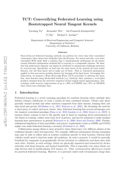 TCT: Convexifying Federated Learning using Bootstrapped Neural Tangent
  Kernels