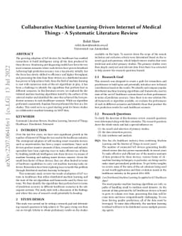 Collaborative Machine Learning-Driven Internet of Medical Things -- A
  Systematic Literature Review