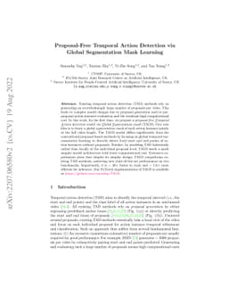 Proposal-Free Temporal Action Detection via Global Segmentation Mask
  Learning