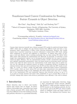 Transformer-based Context Condensation for Boosting Feature Pyramids in
  Object Detection