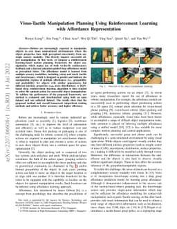 Visuo-Tactile Manipulation Planning Using Reinforcement Learning with
  Affordance Representation