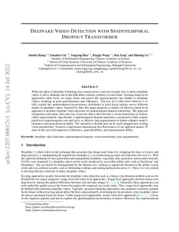 Deepfake Video Detection with Spatiotemporal Dropout Transformer