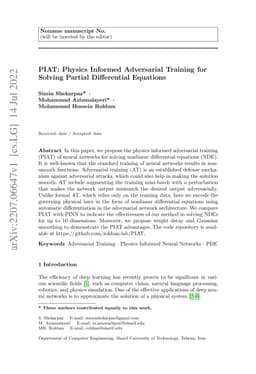 PIAT: Physics Informed Adversarial Training for Solving Partial
  Differential Equations