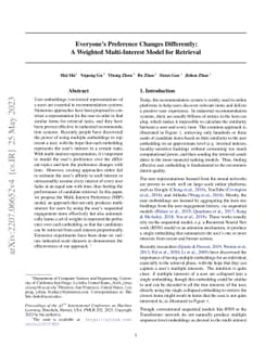 Everyone's Preference Changes Differently: Weighted Multi-Interest
  Retrieval Model