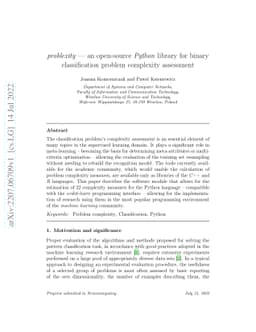 problexity -- an open-source Python library for binary classification
  problem complexity assessment