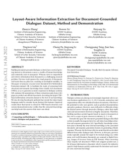 Layout-Aware Information Extraction for Document-Grounded Dialogue:
  Dataset, Method and Demonstration