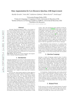 Data Augmentation for Low-Resource Quechua ASR Improvement