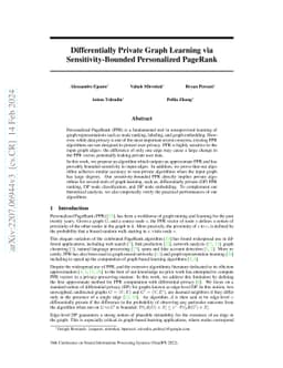 Differentially Private Graph Learning via Sensitivity-Bounded
  Personalized PageRank