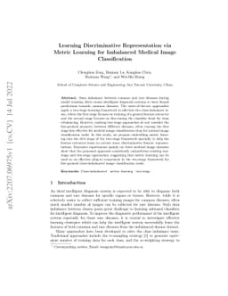 Learning Discriminative Representation via Metric Learning for
  Imbalanced Medical Image Classification