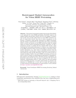 Bootstrapped Masked Autoencoders for Vision BERT Pretraining
