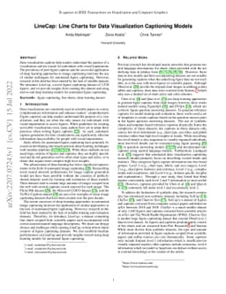 LineCap: Line Charts for Data Visualization Captioning Models