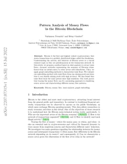 Pattern Analysis of Money Flow in the Bitcoin Blockchain