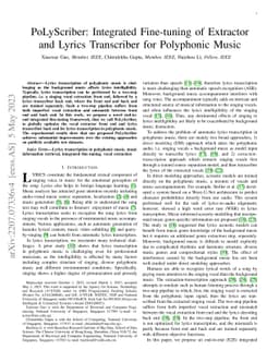 PoLyScriber: Integrated Fine-tuning of Extractor and Lyrics Transcriber
  for Polyphonic Music