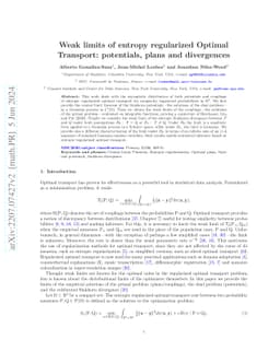 Weak limits of entropy regularized Optimal Transport; potentials, plans
  and divergences