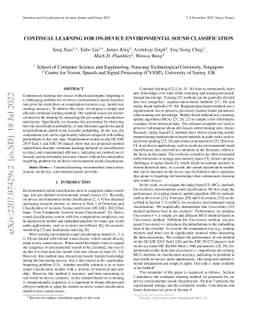 Continual Learning For On-Device Environmental Sound Classification