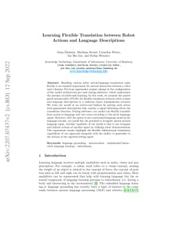 Learning Flexible Translation between Robot Actions and Language
  Descriptions