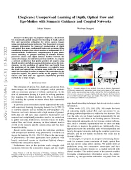 USegScene: Unsupervised Learning of Depth, Optical Flow and Ego-Motion
  with Semantic Guidance and Coupled Networks