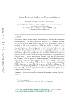 Stable Invariant Models via Koopman Spectra