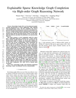 Explainable Sparse Knowledge Graph Completion via High-order Graph
  Reasoning Network
