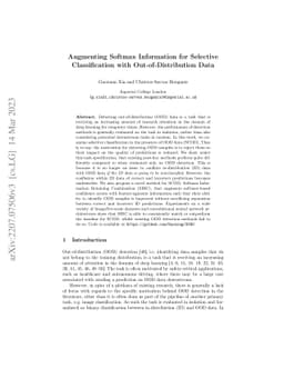 Augmenting Softmax Information for Selective Classification with
  Out-of-Distribution Data
