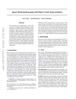 Sparse Relational Reasoning with Object-Centric Representations