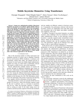 Mobile Keystroke Biometrics Using Transformers