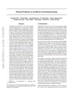 Position Prediction as an Effective Pretraining Strategy
