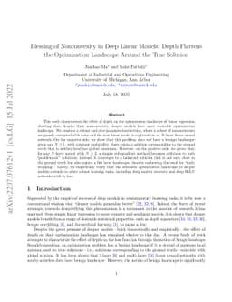 Blessing of Nonconvexity in Deep Linear Models: Depth Flattens the
  Optimization Landscape Around the True Solution