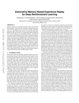 Associative Memory Based Experience Replay for Deep Reinforcement
  Learning