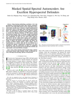 Masked Spatial-Spectral Autoencoders Are Excellent Hyperspectral
  Defenders