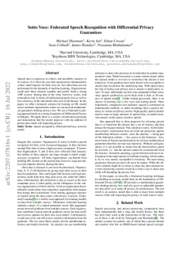 Sotto Voce: Federated Speech Recognition with Differential Privacy
  Guarantees