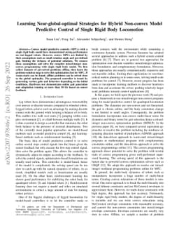 Learning Near-global-optimal Strategies for Hybrid Non-convex Model
  Predictive Control of Single Rigid Body Locomotion