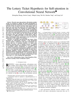 The Lottery Ticket Hypothesis for Self-attention in Convolutional Neural
  Network