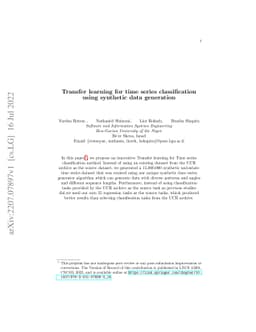 Transfer learning for time series classification using synthetic data
  generation