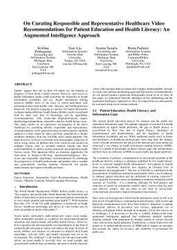 On Curating Responsible and Representative Healthcare Video
  Recommendations for Patient Education and Health Literacy: An Augmented
  Intelligence Approach