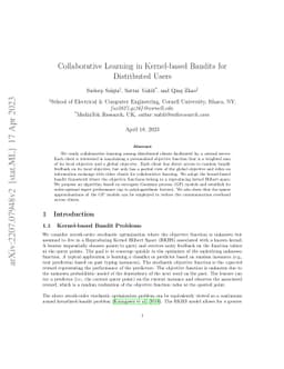 Collaborative Learning in Kernel-based Bandits for Distributed Users