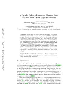A Parallel Privacy-Preserving Shortest Path Protocol from a Path Algebra
  Problem
